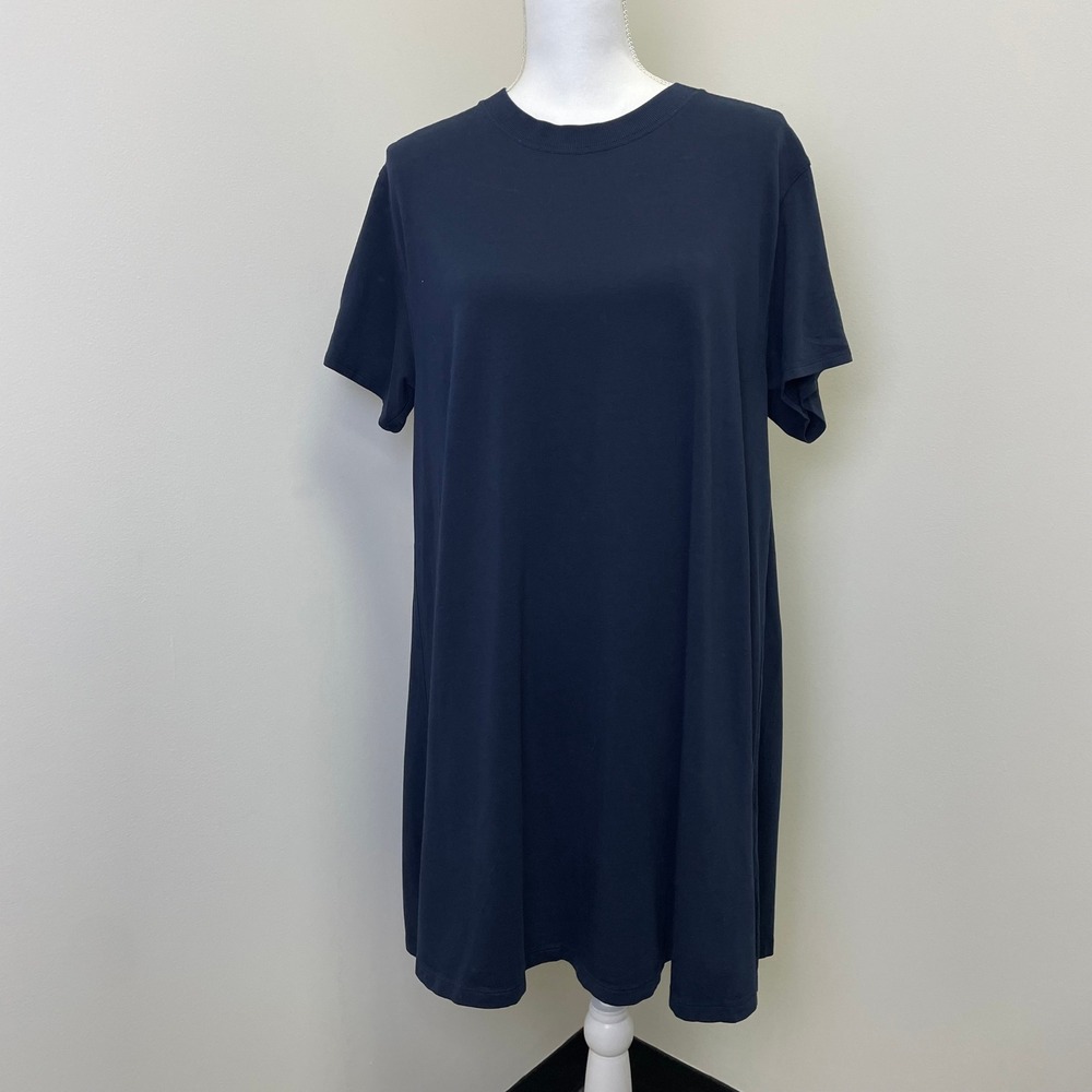 Lululemon All Yours T-Shirt Dress M Navy Blue Short Sleeve Relaxed Fit Mini